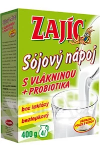 Sójový nápoj s vlákninou a probiotiky Zajíc foto