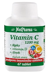 Vitamin C 1200 mg s šípky, vitamin D, zinek foto