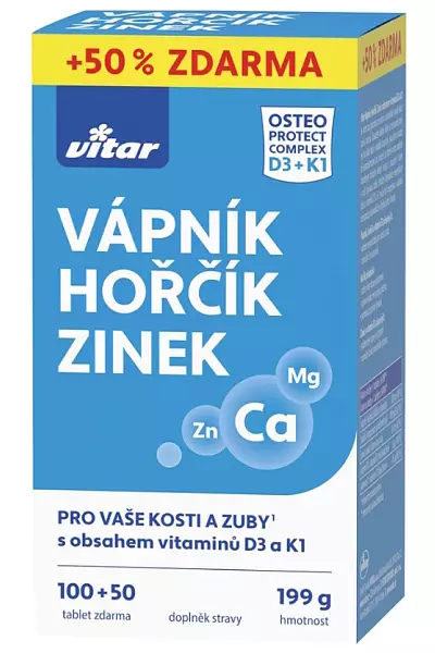 Vápník + hořčík + zinek + vitamín D3 a K1 photo