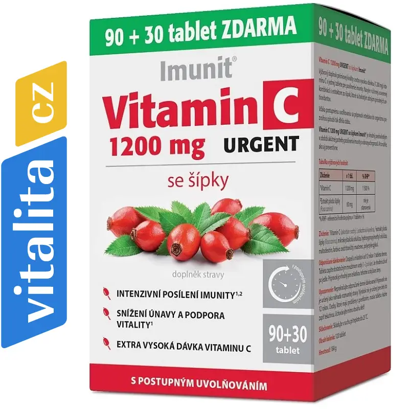 Vitamin C 1200 mg URGENT se šípky Imunit 90+30 tablet